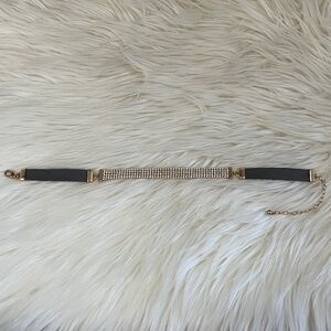 Brown and Gold with Rhinestone Detail Choker Necklace